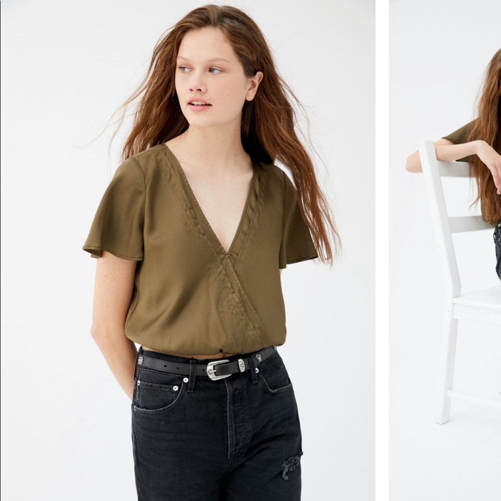 Urban Outfitters Surplice Short Sleeve Top